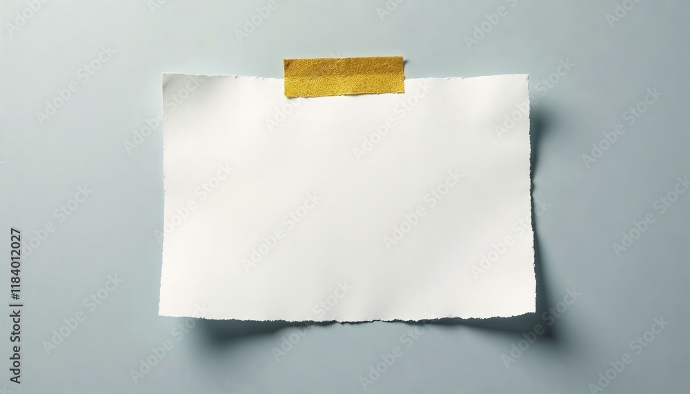 Poster plain white paper sheet attached with gold tape for modern visual effect