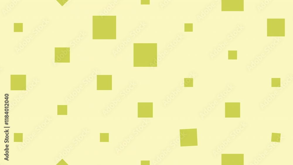 Poster animated pattern with light green squares on cream background (looping)