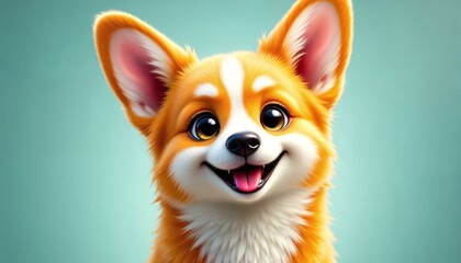Vibrant digital rendering of a cheerful corgi dog highlighting warmth and companionship