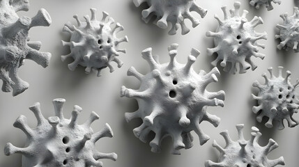 Virus particles, white background, medical research