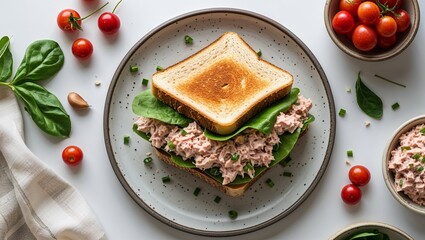 Savory bites of tomato and cheese, tuna and toast