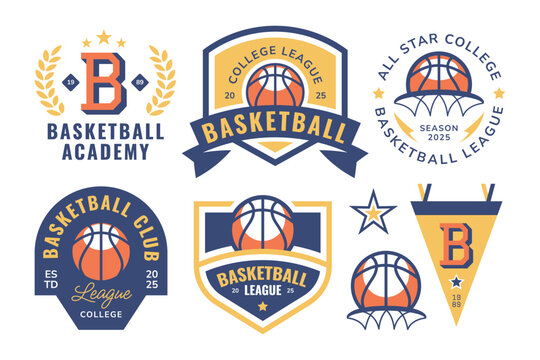 Basketball sports badge, logo, patch. Team club league emblem design template.