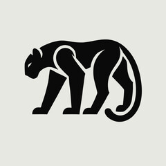 Obraz premium very simple flat and minimalist Panther silhouette in black on a white background