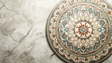 Ornate Circular Design on Marble Background