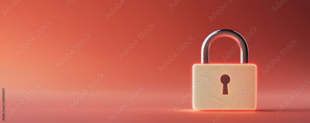 Aufkleber mobile payment security platform concept. a golden padlock on a gradient red background, symbolizing