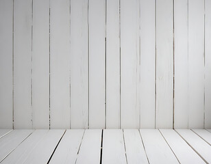 Naklejka premium A whitewashed wooden floor with a seamless wall transition.