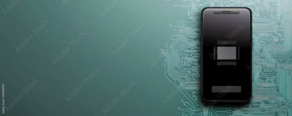 Aufkleber mobile payment security platform concept. image of a smartphone on a circuit board background, symbo