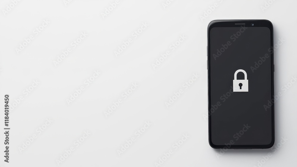 Poster mobile payment security platform concept. a smartphone with a lock icon on its screen, representing 