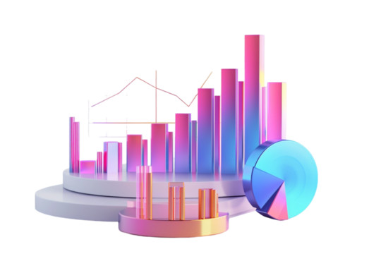  A 3D Pie Chart Isolated on a Transparent Background - Powered by Adobe