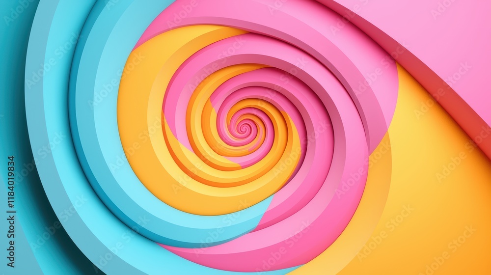 Poster a geometric and structured abstract swirl pattern with clean lines, sharp angles, and a modern, mini