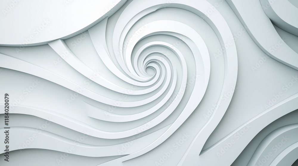 Poster a minimalist and sophisticated geometric swirl pattern with thin, delicate lines forming intricate g