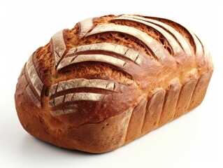 Freshly Baked Artisan Loaf of Bread Isolated on White Background for Culinary, Bakery, and Food Photography Needs