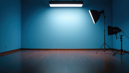 Empty room blue light background 21