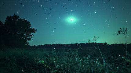 Green glow in the night sky