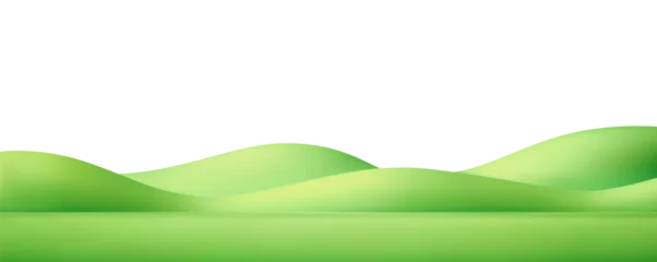 Rolgordijnen Kinderkamer 3d hill grass background. Green cartoon park, field, land, meadow, mountain. Spring and summer vector element for kid scene, illustration, banner. Childish minimal landscape  © Doloves