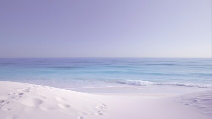 Serene Lavender Beach, Minimalist White Sand and Calm Blue Ocean