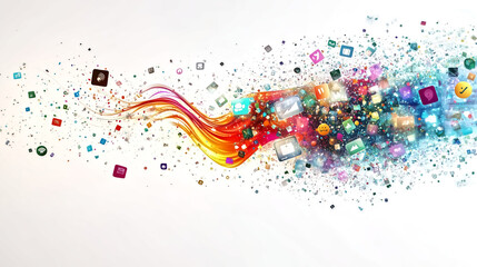 An abstract representation of digital communication, with swirli