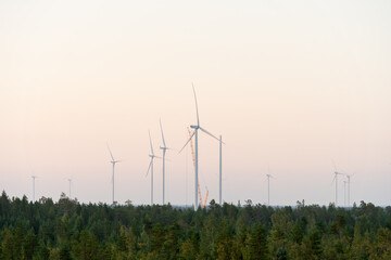A windmill being constructed in a large wind farm in Northern Finland
