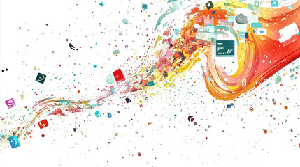 Naklejka premium An abstract representation of digital communication, with swirli