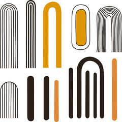 Modern Abstract Geometric Shapes in Earth Tones - Art Deco Inspired Design