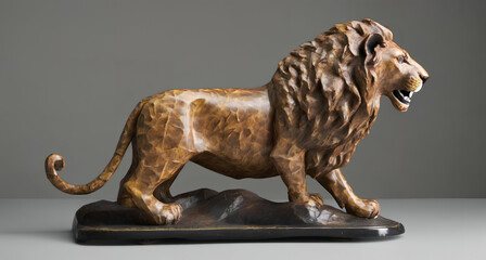 Obraz premium Papier mache lion figurine. Digital illustration.