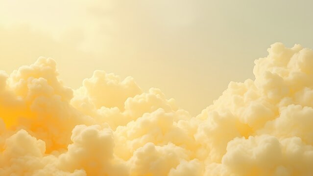 Dreamy Pastel Yellow Cloudscape, Abstract AI Generated Cloud Patterns, Ethereal and Soft Background Texture