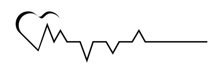 Heart beat icon set. Heart shape with pulse line.