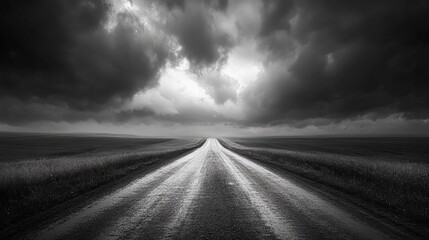 American horizon shot of a single road