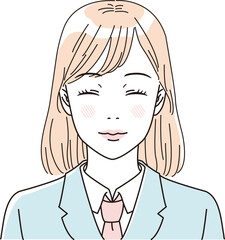 ビューティー　さわやかな制服の女子学生の上半身のイラストレーション