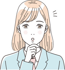 ビューティー　さわやかな制服の女子学生の上半身のイラストレーション