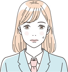 ビューティー　さわやかな制服の女子学生の上半身のイラストレーション