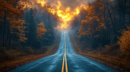 American horizon shot of a single road