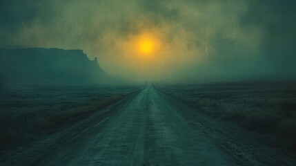 American horizon shot of a single road