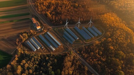 Renewable energy sustainability concept featuring high-quality, professional visuals of wind turbines, solar panels, green landscapes, emphasizing clean technology and environmental conservation 38