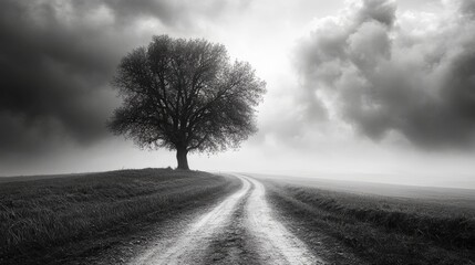 American horizon shot of a single road