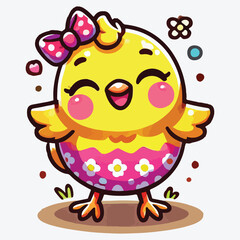 Cute little chick in cartoon style. Happy baby chicken for kids design stock illustration