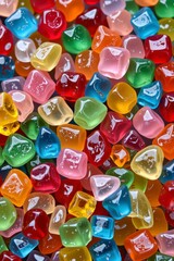 Colorful Jewel Shaped Candies Assorted Gummy Sweets Delicious Treats Vibrant Background