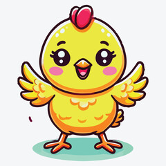 Cute little chick in cartoon style. Happy baby chicken for kids design stock illustration