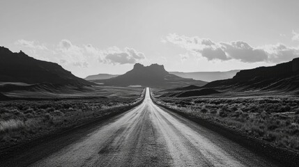 American horizon shot of a single road