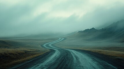 American horizon shot of a single road