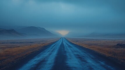 American horizon shot of a single road