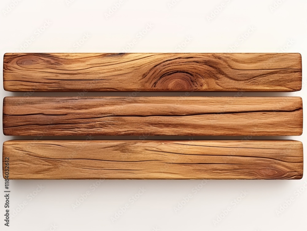 Poster isolated wooden planks on white background, showing unique grain patterns and textures for creative 