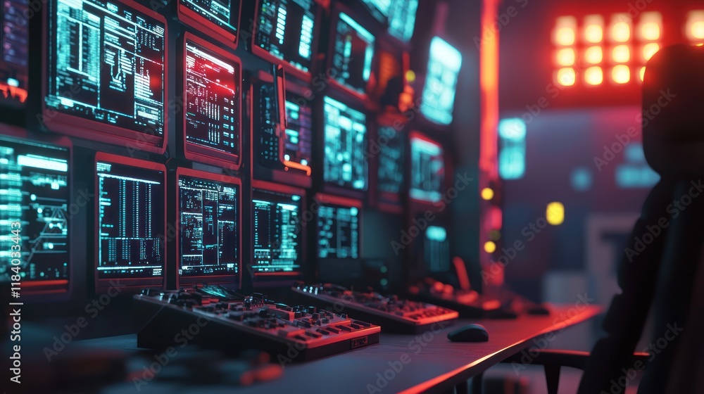 Poster cybersecurity command center: advanced digital surveillance and data analysis