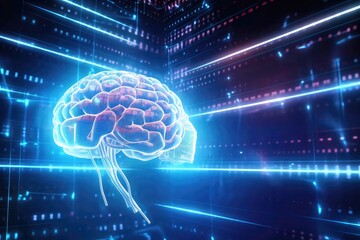 Digital Brain Data Network;  Cybersecurity Concept.