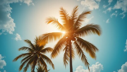 Tropical Paradise: Sunlit Palm Trees 
