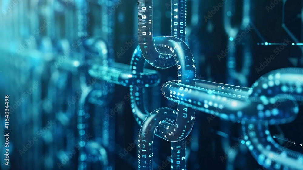 Poster digital chain link security network background.