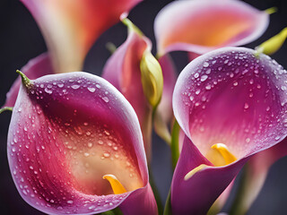 Calla Blüten mit Wassertropfen