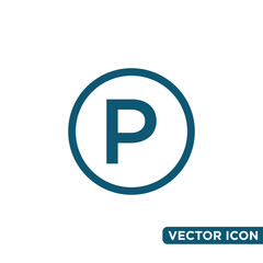 Minimalist Parking Symbol Icon Design Template 