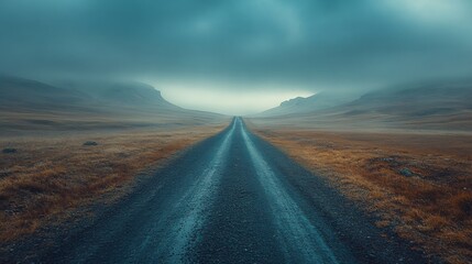 American horizon shot of a single road