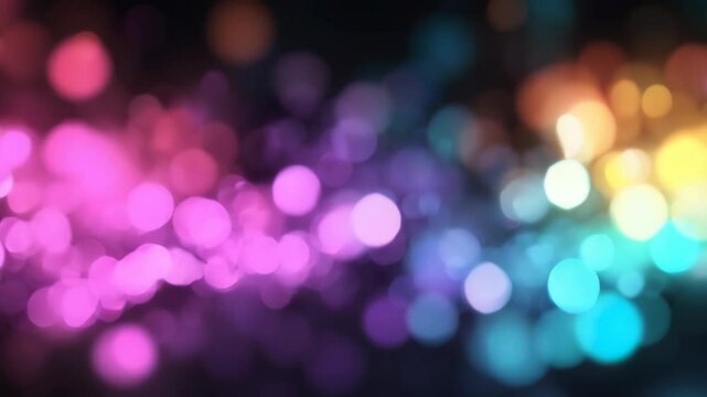 Abstract Colorful Bokeh Lights Background Animation: Shimmering Sparkle Magic Glowing Bright for Holiday Celebration Events and Romantic Moments, Seamless Loop 4K UHD